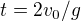 $t=2v_{0}/g$