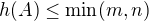 $h(A)\leq \mathrm{min}(m,n)$