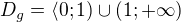 $D_{g}=\langle0;1)\cup (1;+\infty )$