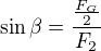 kopírovat do textarea $\sin \beta = \frac{\frac{F_G}2}{F_2}$