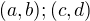 $(a,b); (c,d)$