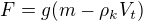 $F=g(m-\rho_{k}V_t)$