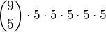 kopírovat do textarea ${9\choose 5}\cdot 5\cdot 5\cdot 5\cdot 5\cdot 5$