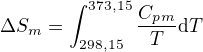kopírovat do textarea $\Delta S_m=\int_{298,15}^{373,15}\frac{C_p_m}{T}\mathrm{d}T$