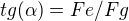 $tg(\alpha )=Fe/Fg$