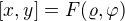 $[x,y] = F(\varrho, \varphi)$