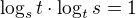 $\log_s{t} \cdot \log_t{s}=1$