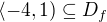 $\langle -4,1) \subseteq D_f$