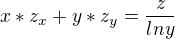 $x*z_{x}+y*z_{y}=\frac{z}{lny}$