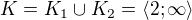 $K = K_{1}\cup K_{2} = \langle2;\infty \rangle$