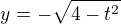 $y=-\sqrt{4-t^2}$