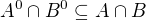 $A^0 \cap B^0\subseteq A \cap B$