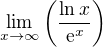 $\lim_{x\to\infty }\bigg(\frac{\ln x}{\mathrm{e}^{x}}\bigg)$