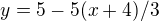 $y=5-5 (x+4)/3$