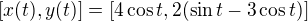 $[x(t),y(t)]=[4\cos t,2(\sin t-3\cos t)]$