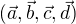 $(\vec{a}, \vec{b} , \vec{c}, \vec{d})$