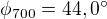 $\phi_{700} = 44,0^\circ$