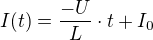 $I(t)=\frac{-U}{L} \cdot t + I_0$