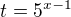 $t=5^{x-1}$