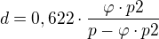 $d=0,622\cdot \frac{\varphi \cdot p2}{p-\varphi \cdot p2}$
