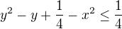 $y^2-y+\frac14-x^2\le\frac14$