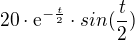 $20\cdot \mathrm{e}^{-\frac{t}{2}}\cdot sin(\frac{t}{2})$