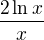 $\frac{2\ln x}{x}$