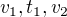 $v_{1},t_{1},v_{2}$