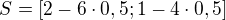 $S=[2-6\cdot0,5; 1-4\cdot0,5]$
