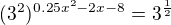 $(3^2)^{0.25x^2-2x-8}=3^\frac12$