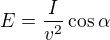 kopírovat do textarea $E=\frac{I}{v^2}\cos\alpha$