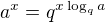 $a^x=q^{x\log_{q}a}$