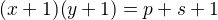 kopírovat do textarea $(x+1)(y+1)=p+s+1$