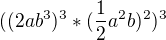 kopírovat do textarea $((2ab^3) ^3*(\frac{1}{2}a^2b)^2 )^3$