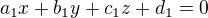 $a_1x+b_1y+c_1z+d_1=0$