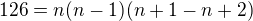 $126=n(n-1)(n+1-n+2)$