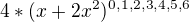 $4*(x+2x^2)^{0,1,2,3,4,5,6}$