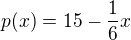 $p(x)=15-\frac{1}{6}x$