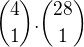 ${4\choose 1}.{28\choose 1}$
