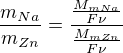 $\frac{m_{Na}}{m_{Zn}}=\frac{\frac{M_{mNa}}{F\nu }}{\frac{M_{mZn}}{F\nu }}$