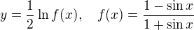 $y =\frac{1}{2} \ln f(x),\quad f(x)=\frac{1-\sin x}{1+\sin x}$