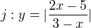 $j:y=|\frac{2x-5}{3-x}|$
