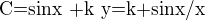 kopírovat do textarea $\text{C=sinx +k \text{y=k+sinx/x}}$