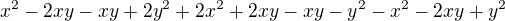 $x^{2}-2xy-xy+2y^{2}+2x^{2}+2xy-xy-y^{2}-x^{2}-2xy+y^{2}$