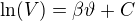 kopírovat do textarea $\ln(V)=\beta\vartheta+C$