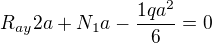 $R_{ay}2a+N_{1}a-\frac{1qa^{2}}{6}=0$