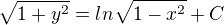 $\sqrt{1+y^2}=ln\sqrt{1-x^2}+C$