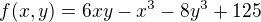 $f(x,y) = 6xy - x^{3} -8y^{3}+ 125$