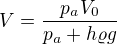$V=\frac{p_aV_0}{p_a+h\varrho g}$