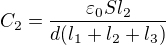 $C_2=\frac{\varepsilon_0 Sl_2}{d(l_1+l_2+l_3)}$